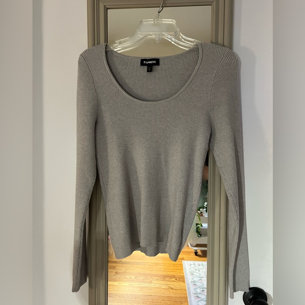 Express Gray Fitted Sweater